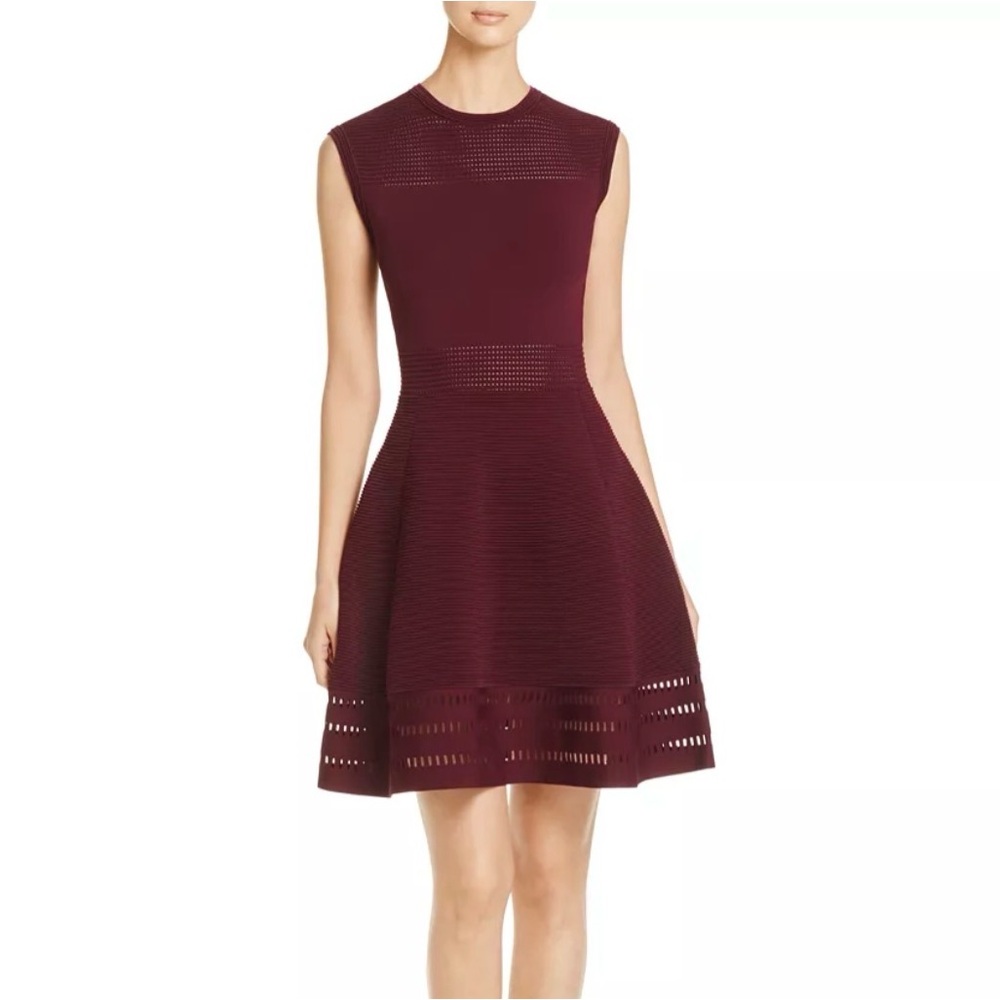 Ted baker London $295 Aurbray knit timeless skater dress knit eyelet details